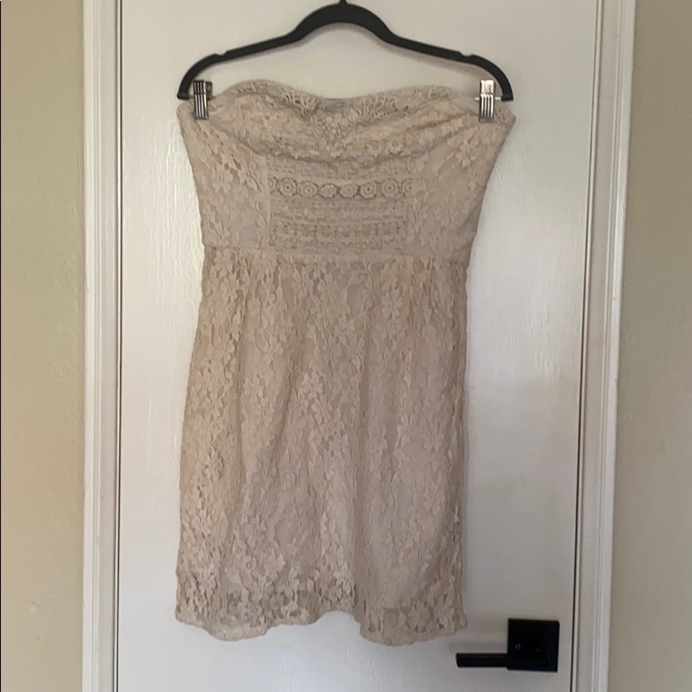 Free People Ivory Lace Strapless Dress